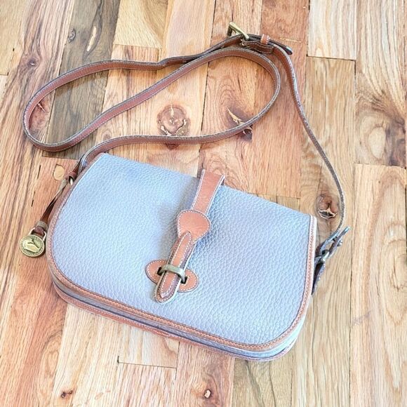 Dooney & Bourke Handbags - Vintage Dooney & Bourke Pebble Leather Over Under Taupe Crossbody Bag